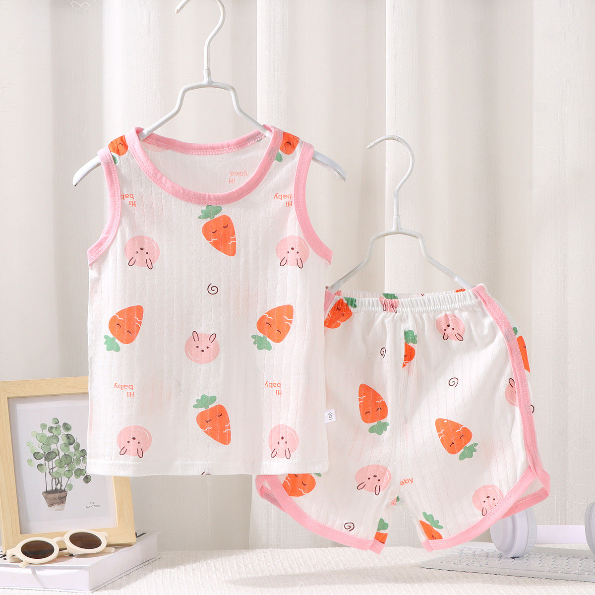 Bunny Carrot Girls Soft Cotton Lounge Set – Comfortable Two-Piece Outfit