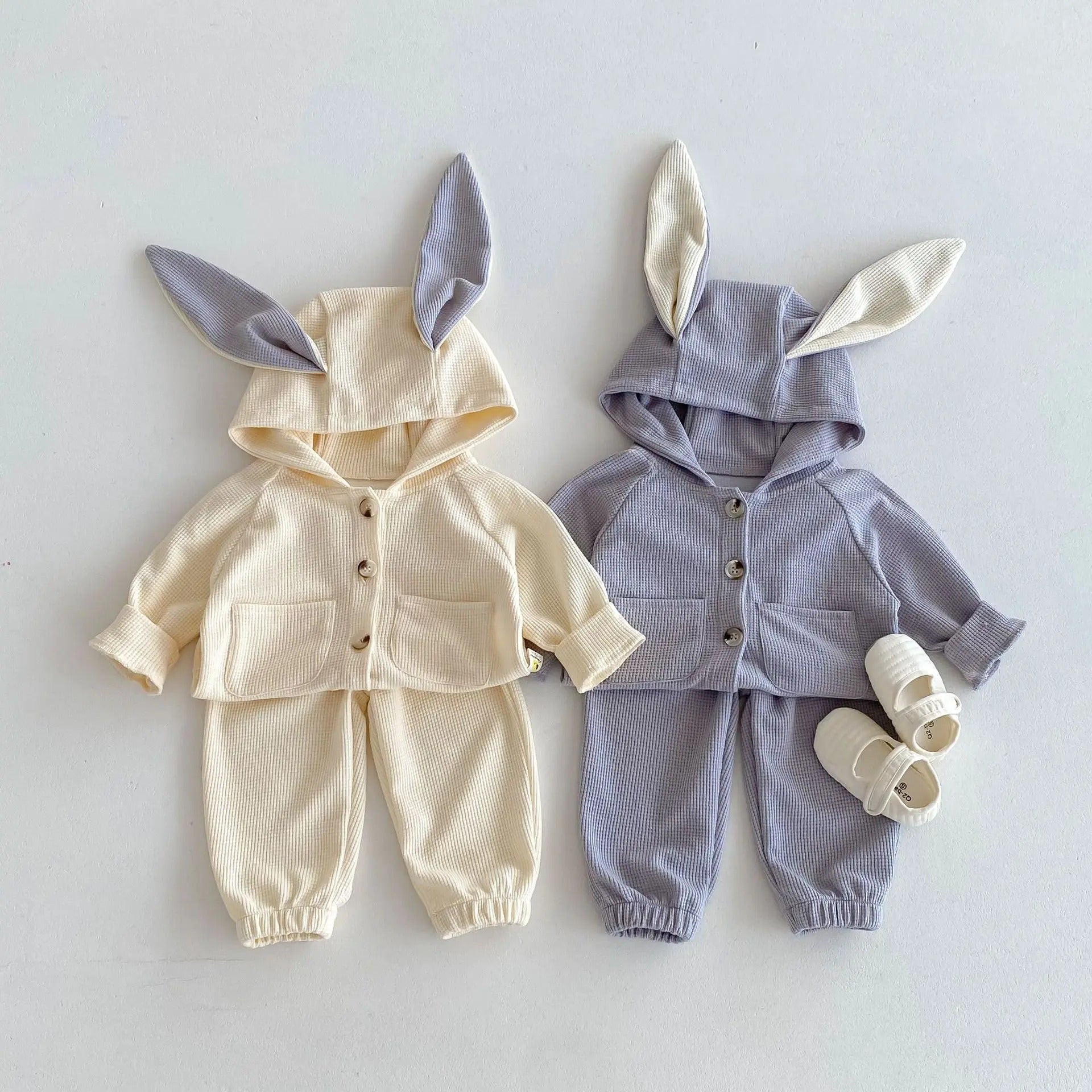 Bunny Hood Boys and Girls Two-Piece Co-ord Set – Soft Cotton Knit Outfit