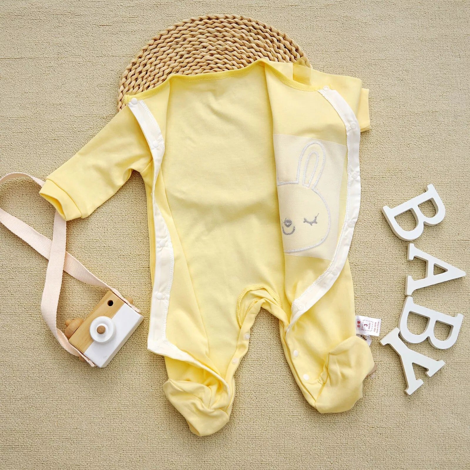 Bunny Love Baby Girls Romper – Soft Cotton with Long Sleeves