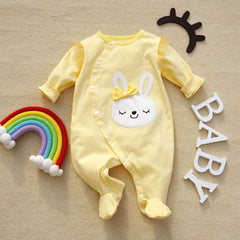 Bunny Love Baby Girls Romper – Soft Cotton with Long Sleeves