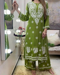 Rayon Chain Stitch work Chikankari Kurti