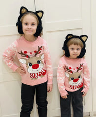 Charming Girls Cozy Reindeer Sweater – Warm Wool Blend Winter Pullover