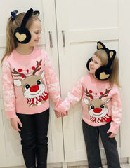 Charming Girls Cozy Reindeer Sweater – Warm Wool Blend Winter Pullover