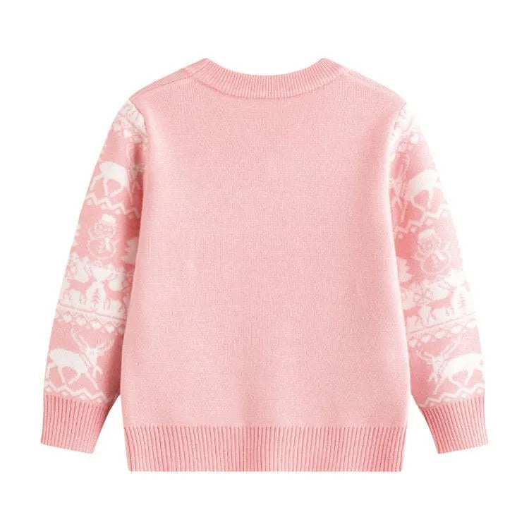 Charming Girls Cozy Reindeer Sweater – Warm Wool Blend Winter Pullover