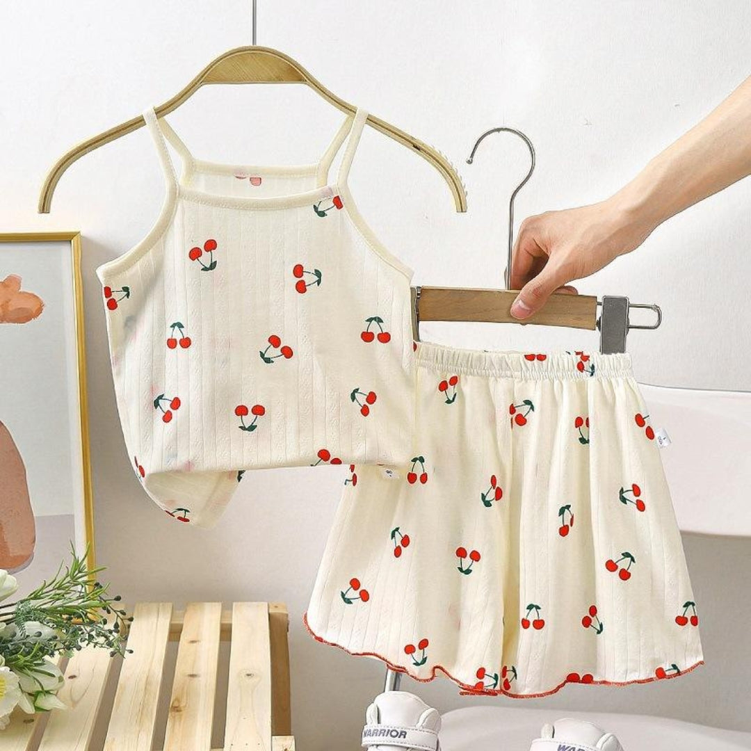 Cherry Sweet Girls Cotton Blend Lounge Wear Set – Comfortable Two-Piece Outfit