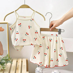 Cherry Sweet Girls Cotton Blend Lounge Wear Set – Comfortable Two-Piece Outfit