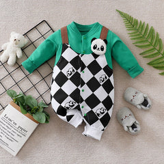Chubby Panda Criss-Cross Baby Romper for Boys – Soft Cotton