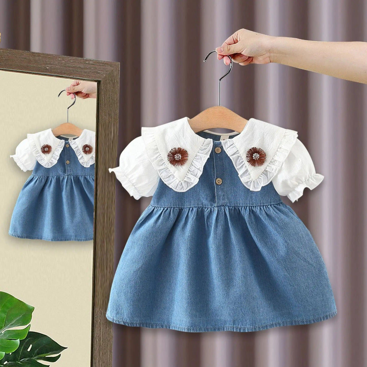 Classic Denim Girls Dress – Casual Cotton Outfit for Everyday Wear