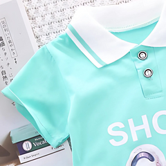 Classy Blue Boys Collared T-Shirt and Bottom Set – Comfortable Cotton Outfit