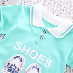 Classy Blue Boys Collared T-Shirt and Bottom Set – Comfortable Cotton Outfit