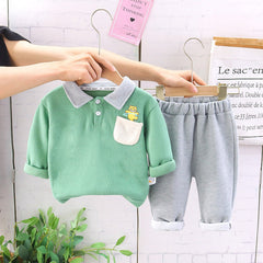 Classy Collared T-Shirt and Pant Boys Cotton Set – Stylish Kids Outfit