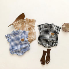 Colour Checkered Baby Boys Romper – Soft Cotton