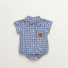 Colour Checkered Baby Boys Romper – Soft Cotton