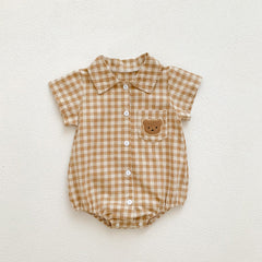 Colour Checkered Baby Boys Romper – Soft Cotton