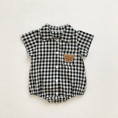 Colour Checkered Baby Boys Romper – Soft Cotton