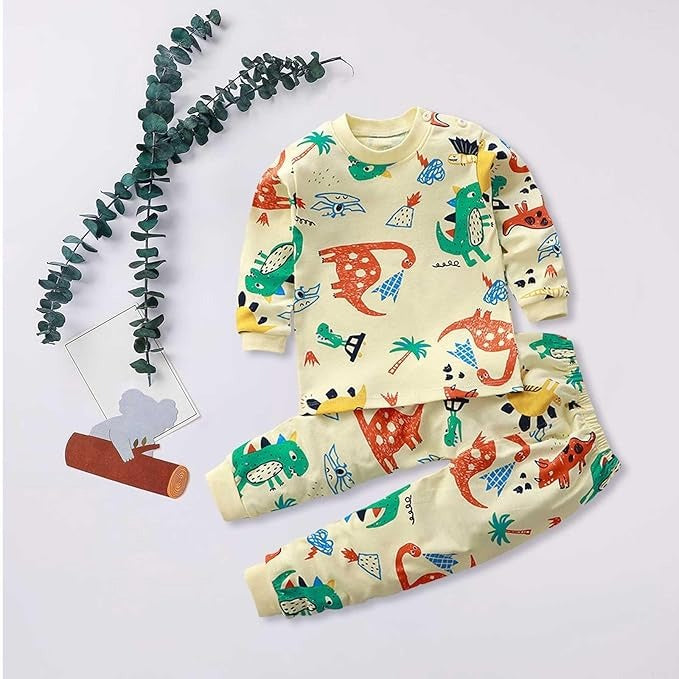 Colourful Dino Explorer Boys Set – Soft Cotton T-Shirt and Shorts
