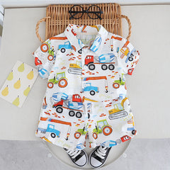 Colourful Vehicles Boys Co-ord Set – Soft Cotton Two-Piece Outfit