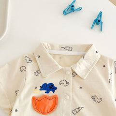 Comfy Dino Baby Boys Romper Shirt – Soft Cotton
