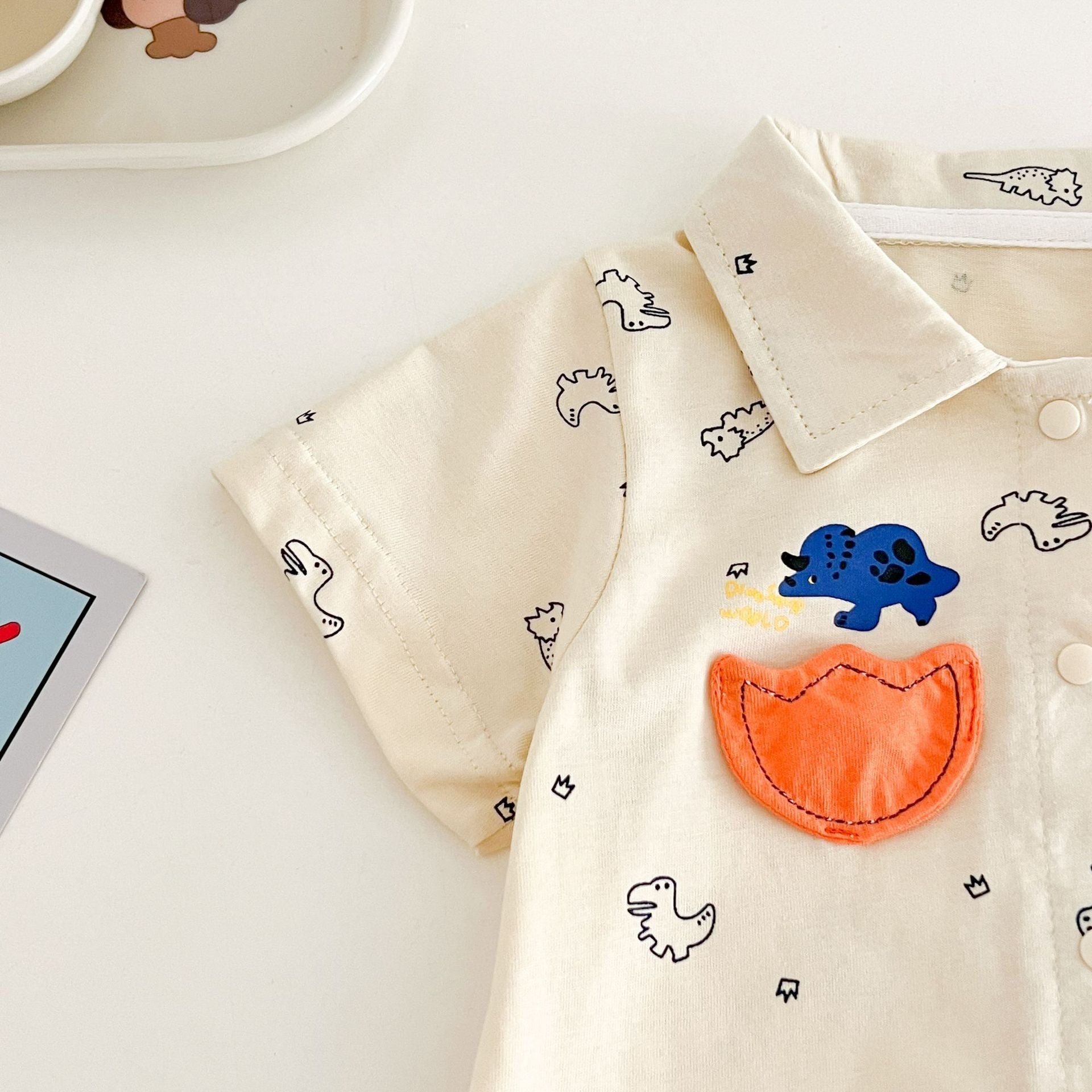 Comfy Dino Baby Boys Romper Shirt – Soft Cotton