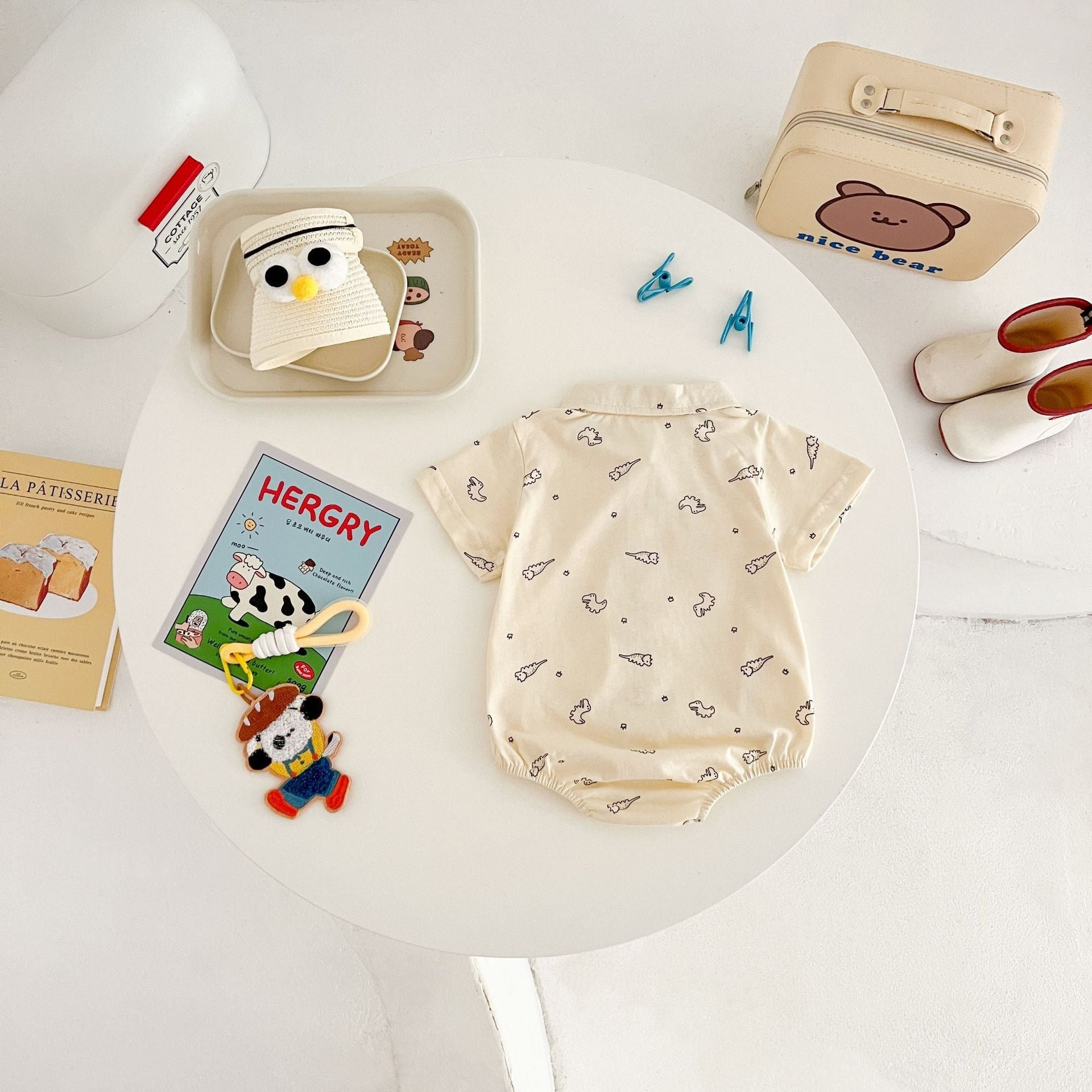Comfy Dino Baby Boys Romper Shirt – Soft Cotton