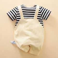 Contrast Dino Baby Romper for Boys and Girls – Soft Cotton