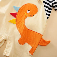 Contrast Dino Baby Romper for Boys and Girls – Soft Cotton