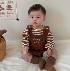 Corduroy Dungaree Romper Set for Baby Boys and Girls – Cotton Blend
