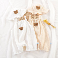 Soft Cotton Gauze Newborn Girls Jumpsuit – Lightweight and Breathable
