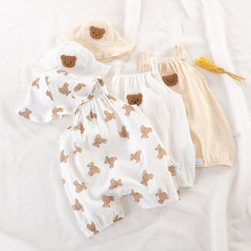 Soft Cotton Gauze Newborn Girls Jumpsuit – Lightweight and Breathable
