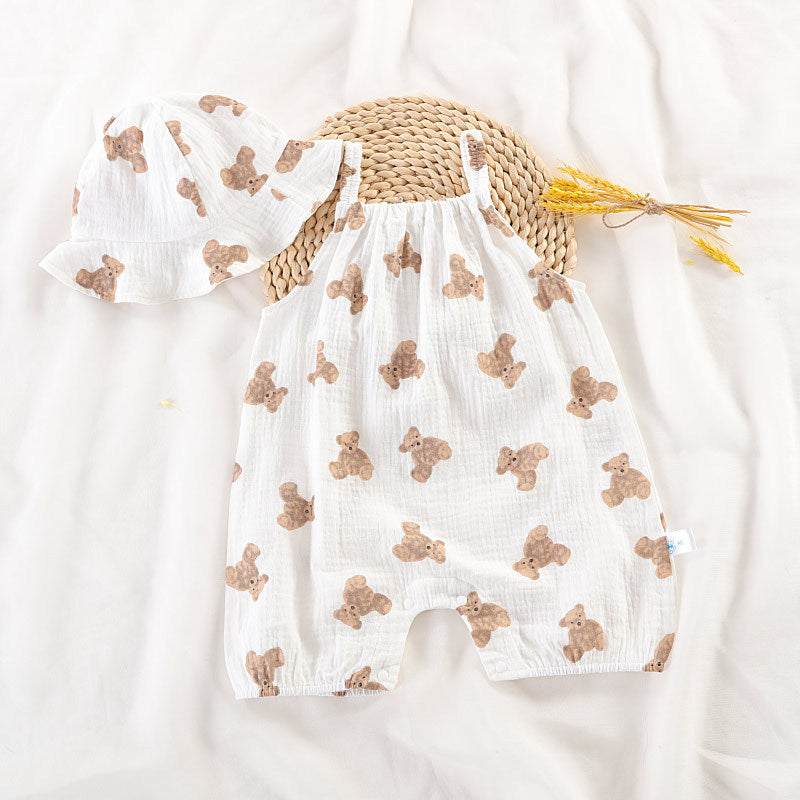 Soft Cotton Gauze Newborn Girls Jumpsuit – Lightweight and Breathable