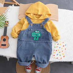Cozy Denim Jumpsuit with Hoodie for Baby Boys and Girls – Cotton