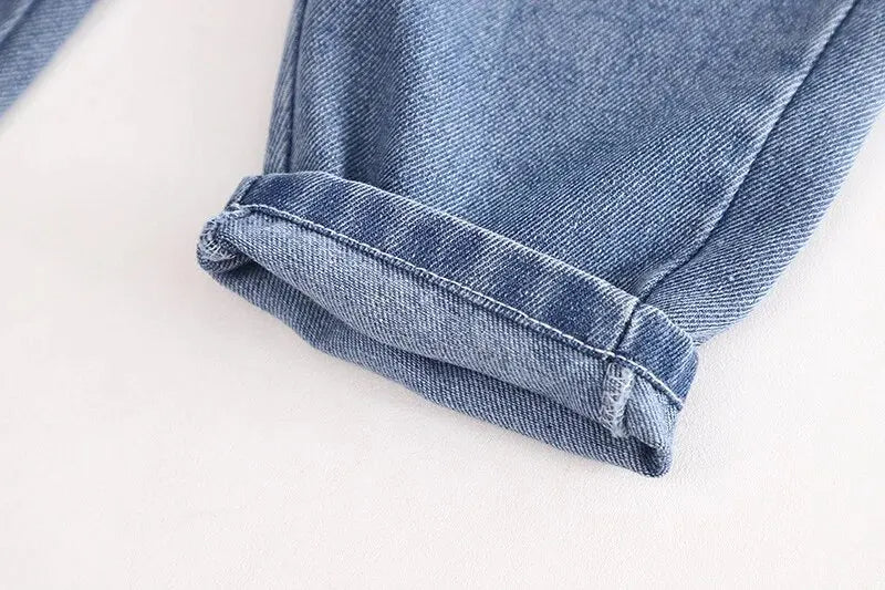 Cozy Denim Jumpsuit with Hoodie for Baby Boys and Girls – Cotton