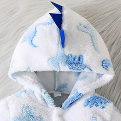 Cozy Fleece Dino Baby Romper Jumpsuit for Boys and Girls – Cotton
