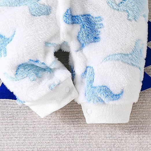 Cozy Fleece Dino Baby Romper Jumpsuit for Boys and Girls – Cotton