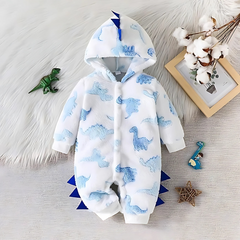 Cozy Fleece Dino Baby Romper Jumpsuit for Boys and Girls – Cotton