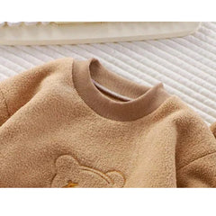 Cute Bear Girls Comfy Set – Soft Cotton Blend Two-Piece Outfit