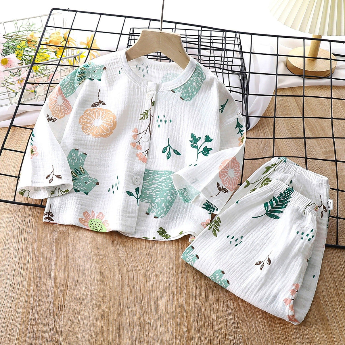 Cute Forest Lounge Wear Set for Boys and Girls – Soft Cotton Blend Two-Piece Outfit