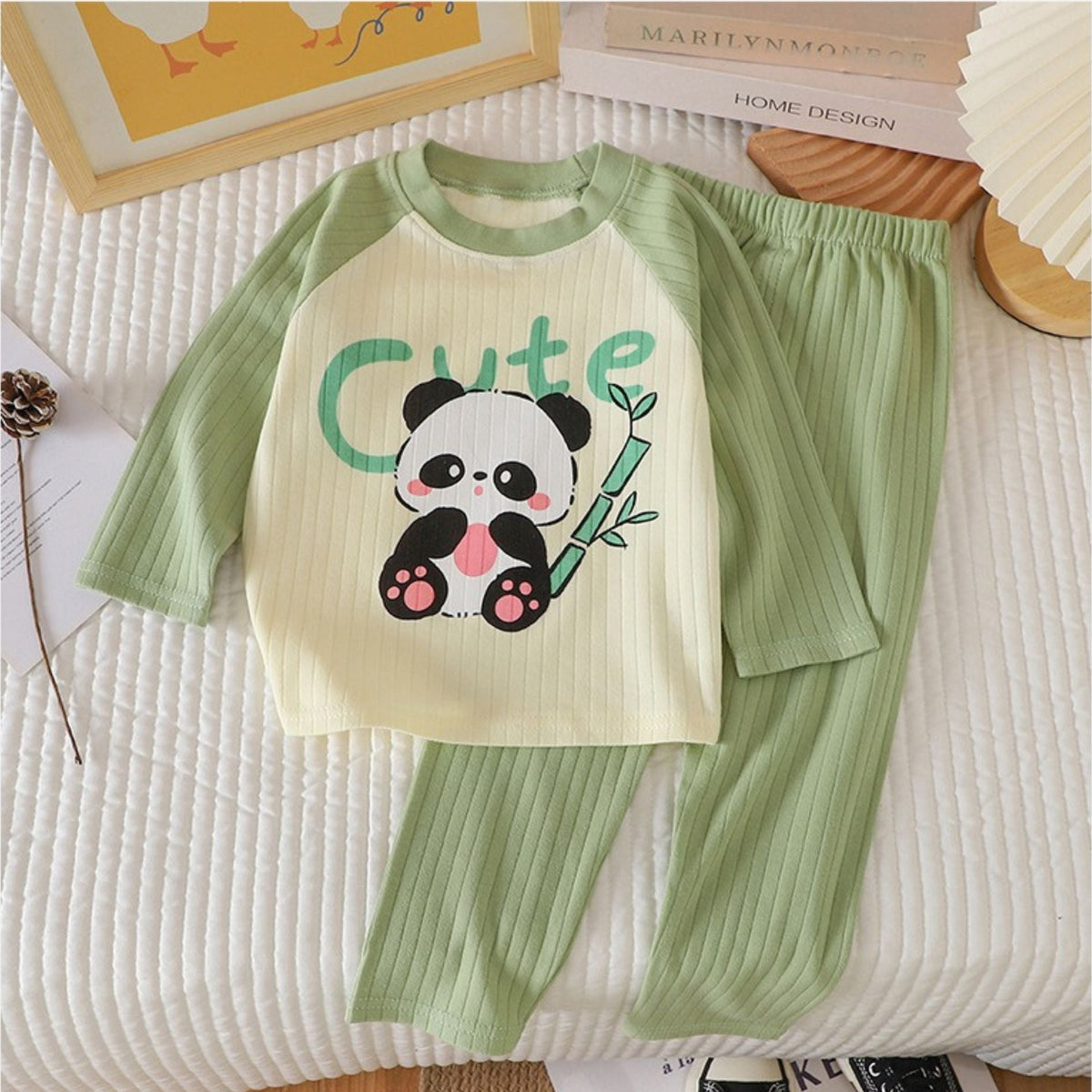 Cute Panda Baby Girls Pyjama Set – Soft Cotton Sleepwear for Toddlers