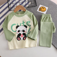 Cute Panda Baby Girls Pyjama Set – Soft Cotton Sleepwear for Toddlers