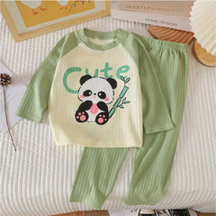 Cute Panda Baby Girls Pyjama Set – Soft Cotton Sleepwear for Toddlers