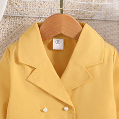 Cute Yellow Two-Piece Girls Party Outfit – Stylish Top and Skirt Set