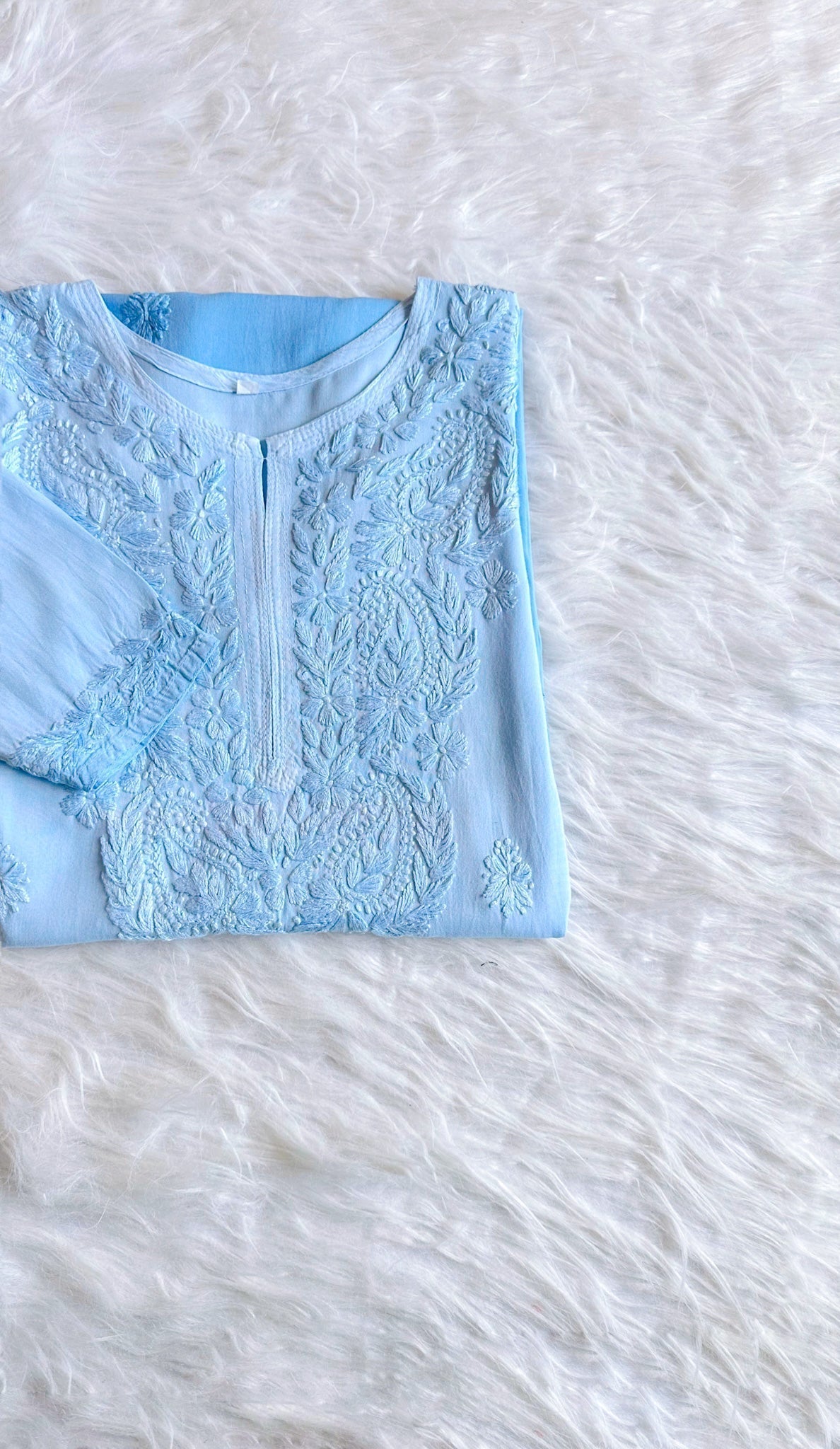 Alysha Ice Blue Ombre Long Rayon Kurta