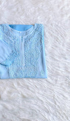 Alysha Ice Blue Ombre Long Rayon Kurta