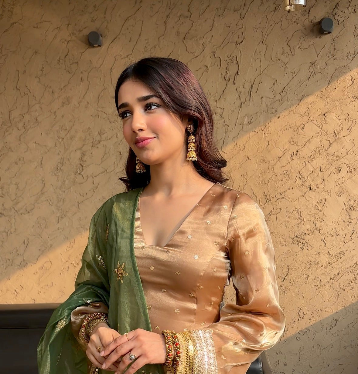 Crimson Red Jimmy Choo & Satin Silk Anarkali Suit with Embroidery Sequence Work