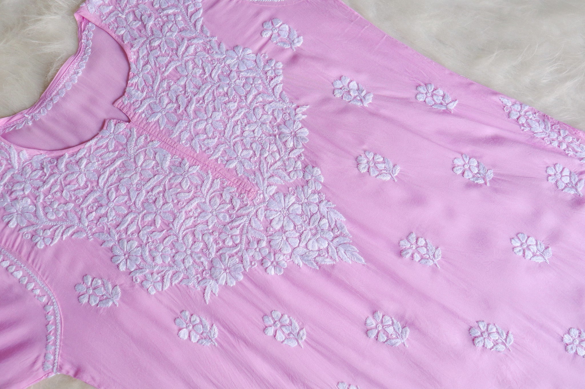 Safaa Baby Pink Long Modal Kurta