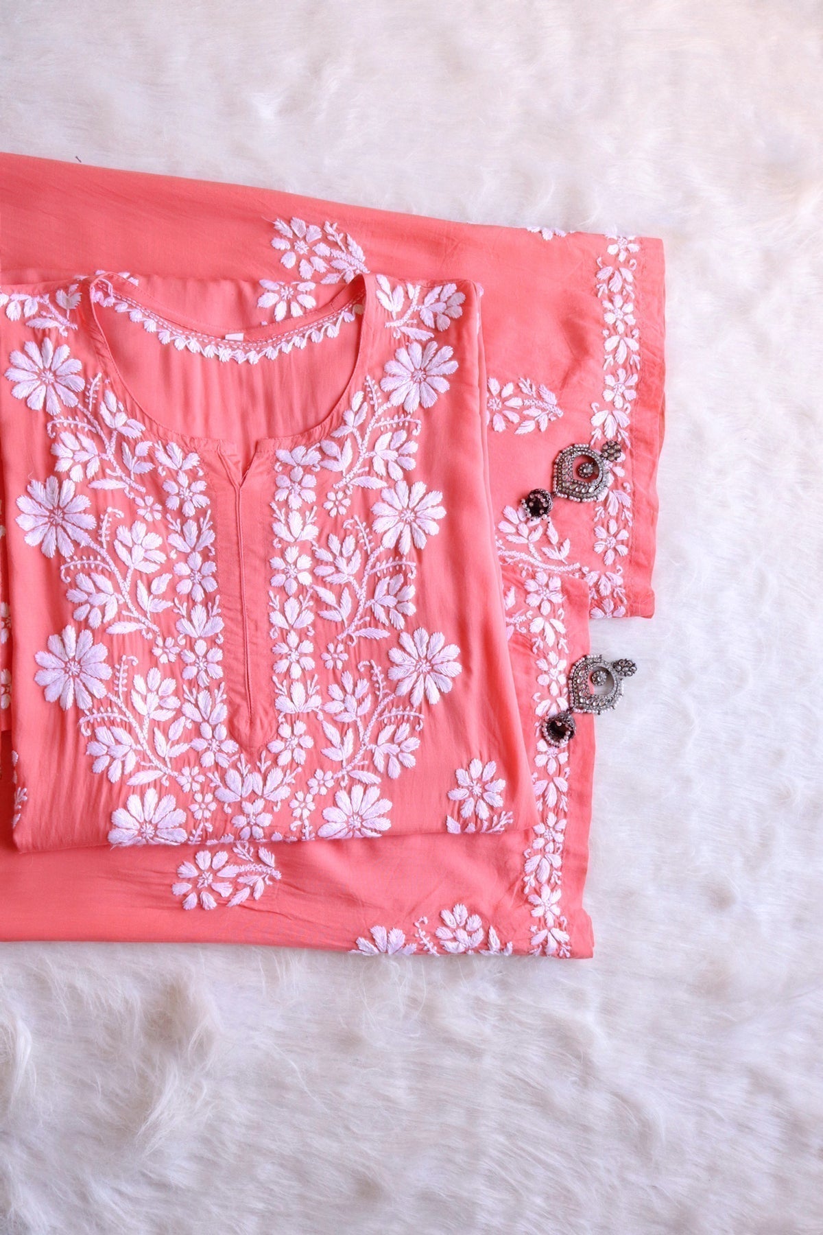 Lali Modal Chikankari Kurti Set