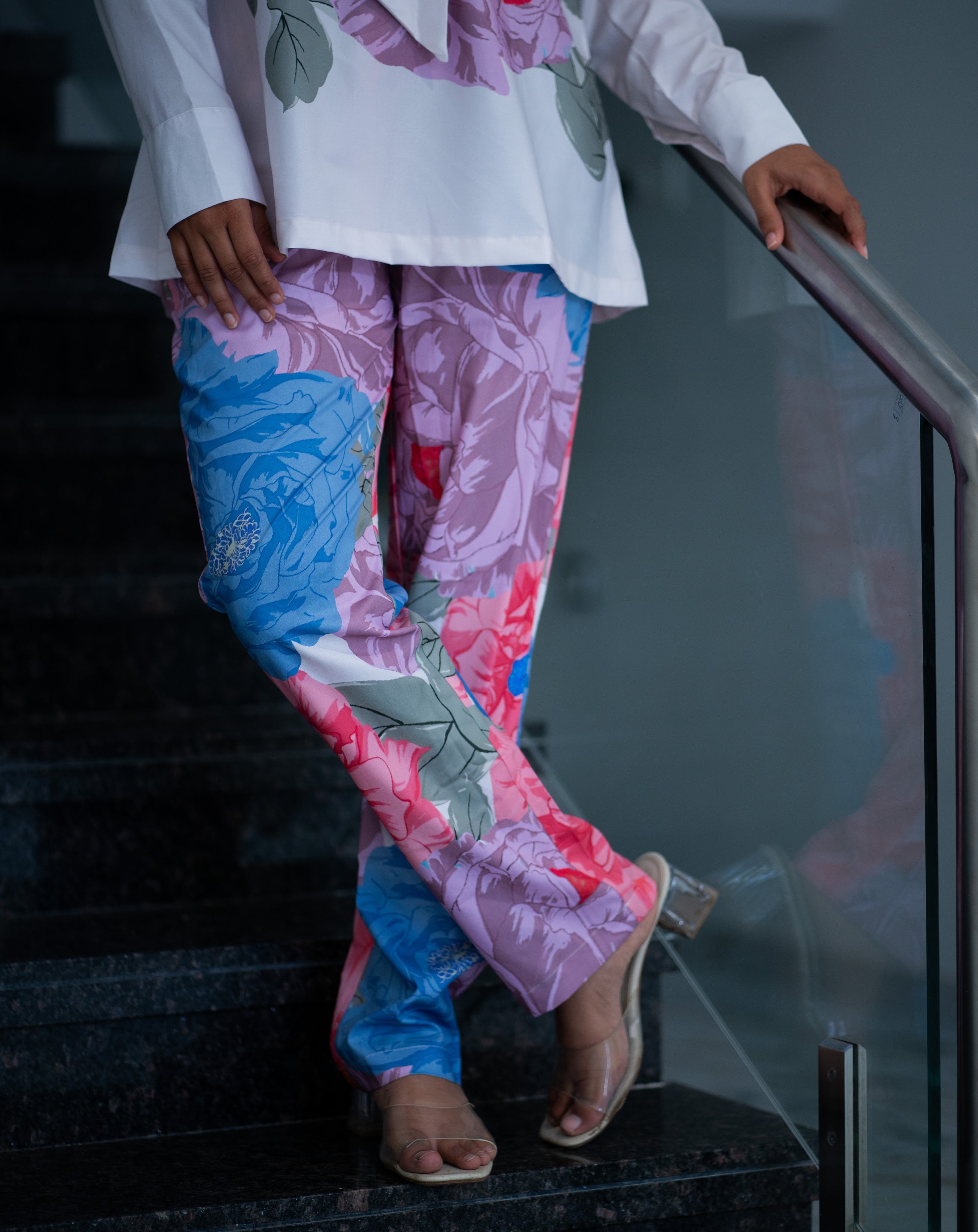 Floral Print Co-ord Set – White Fusion Elegance