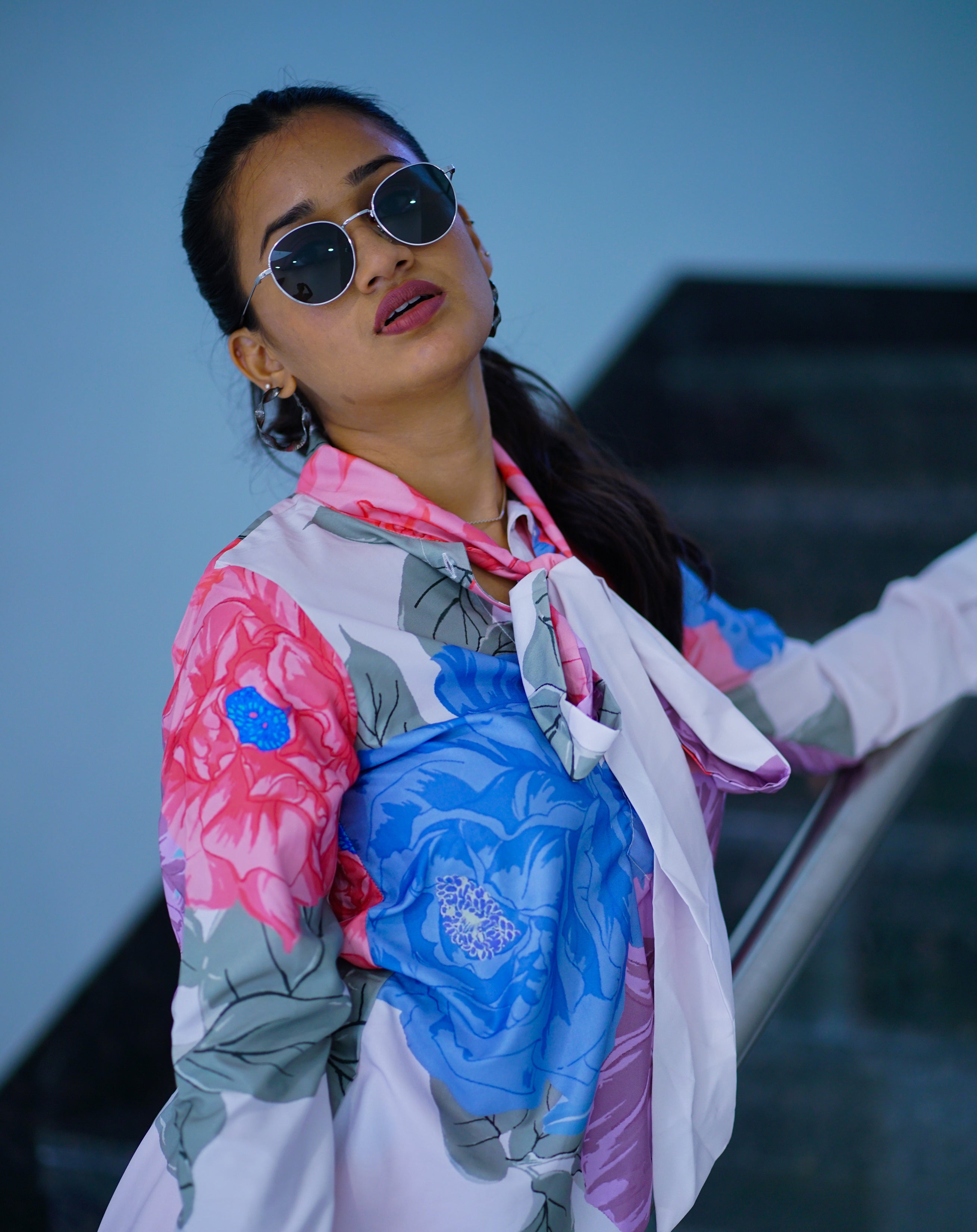 Floral Print Co-ord Set – White Fusion Elegance