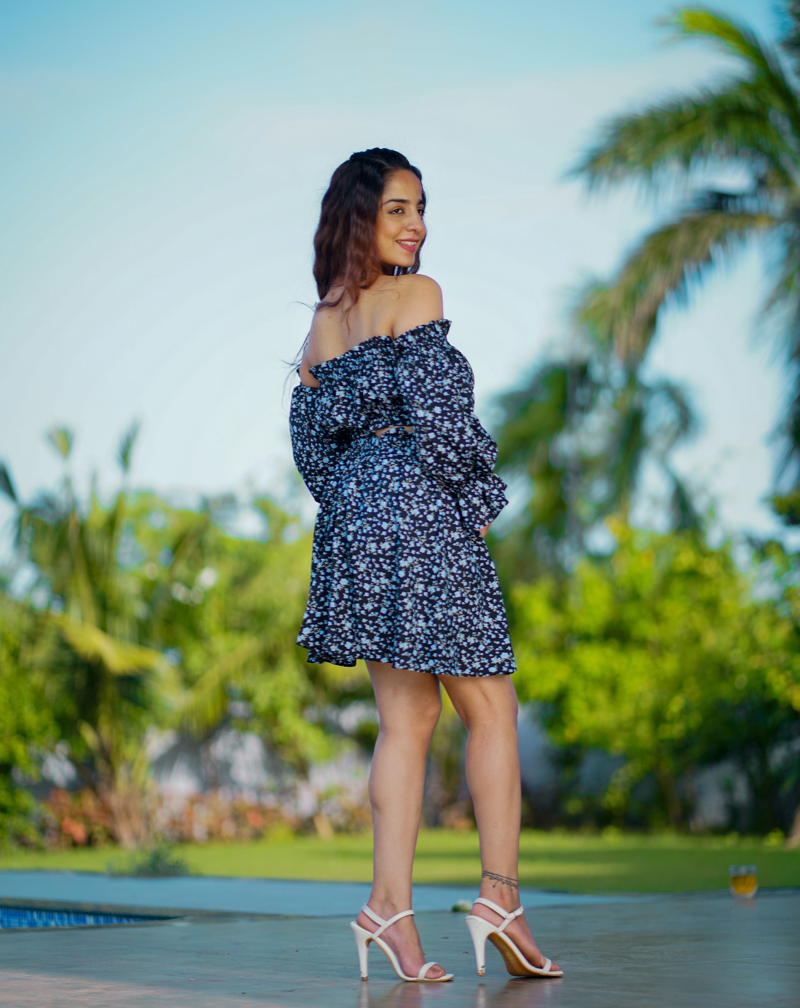 Noir Print Dress – Black Floral Elegance