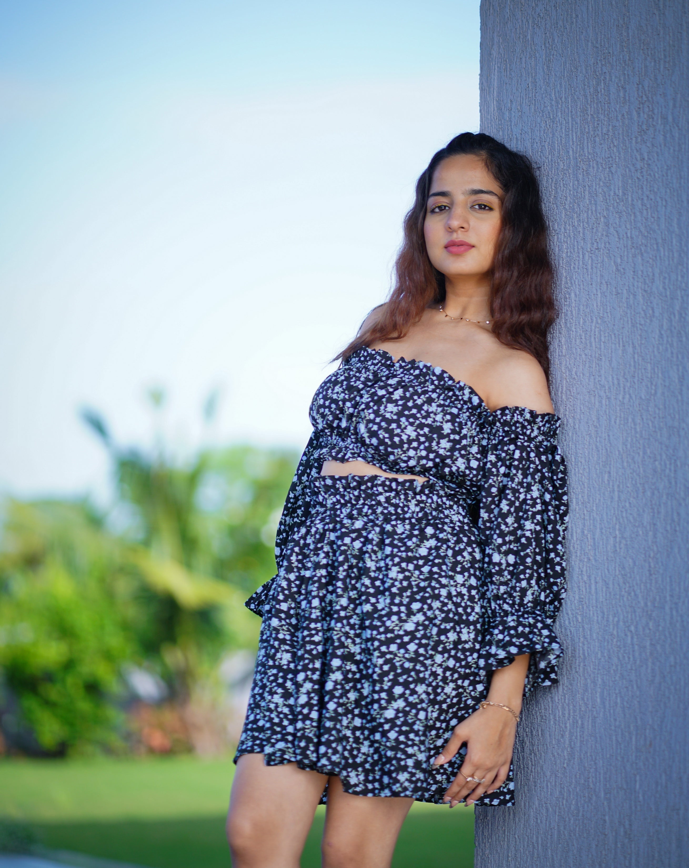 Noir Print Dress – Black Floral Elegance